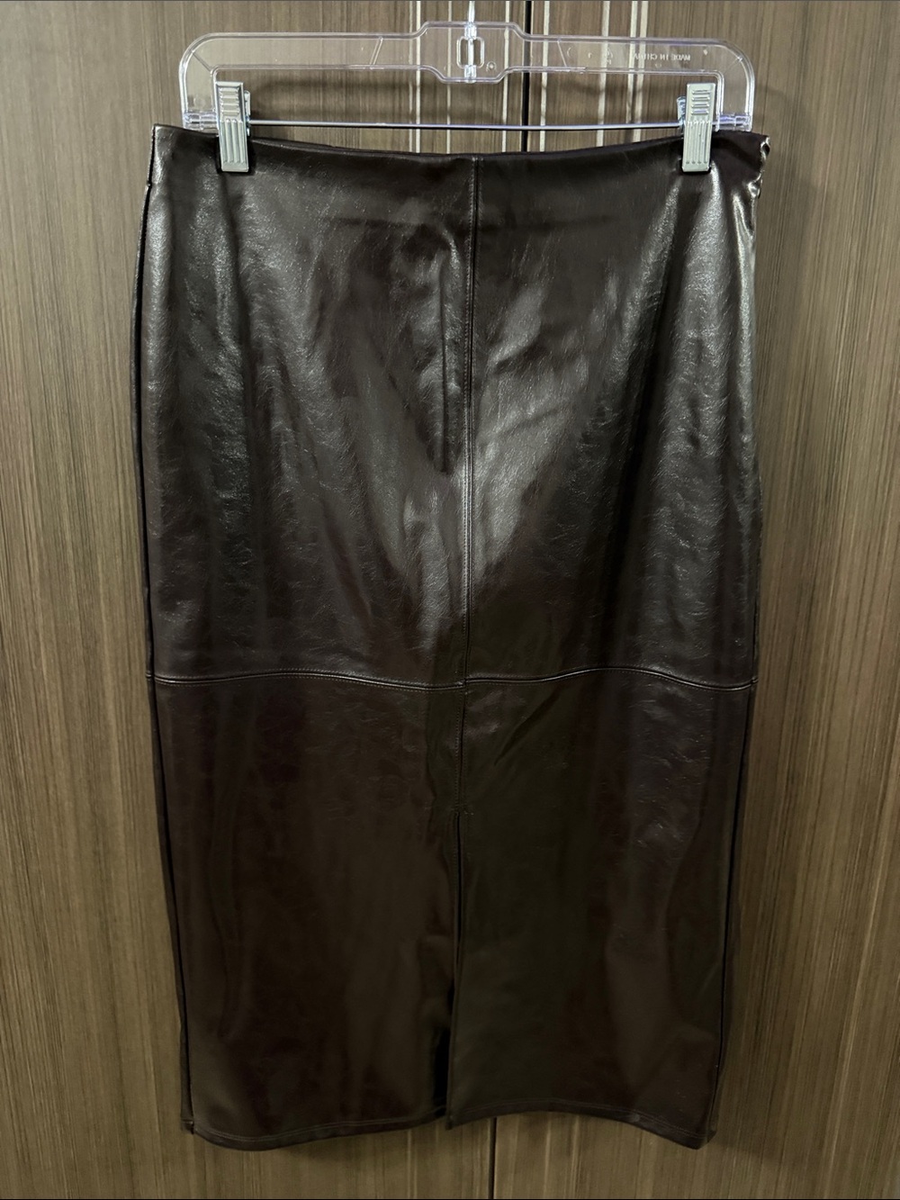 a new day Dark Brown Faux Leather Pencil Skirt